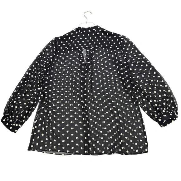 Alice + Olivia Sheila Sheer blouse with embroidered flowers, S - Picture 3 of 9